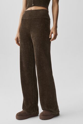 Alo Yoga Micro Chenille High-Waist Straight Leg Pant - Espresso in Kuwait