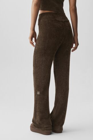 Alo Yoga Micro Chenille High-Waist Straight Leg Pant - Espresso in Kuwait