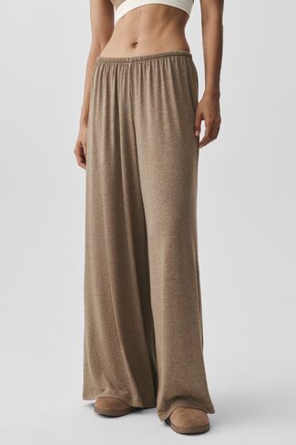 Alo Yoga Semi Sheer High-Waist Oasis Wide Leg Pant (Regular) - Java Brown Heather in Kuwait