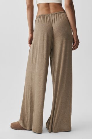 Alo Yoga Semi Sheer High-Waist Oasis Wide Leg Pant (Regular) - Java Brown Heather in Kuwait