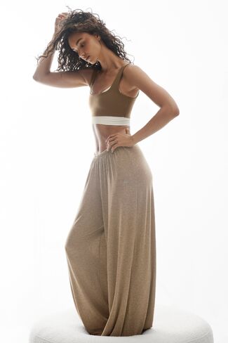 Alo Yoga Semi Sheer High-Waist Oasis Wide Leg Pant (Regular) - Java Brown Heather in Kuwait
