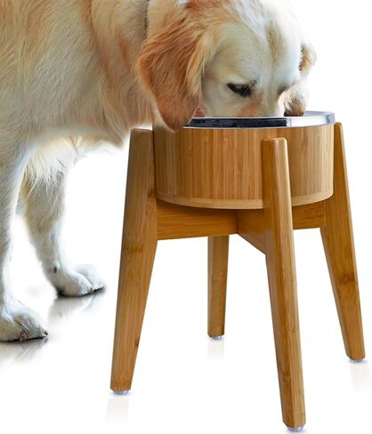 Dog Bowls Elevated for Large Dogs - 15-Inch Bamboo Stand - 74oz in Kuwait