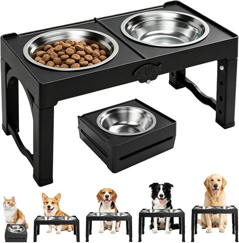 Black Elevated Dog Bowls Large Raised Dogs Bowl Stand Large/Medium Dogs in Saudi Arabia