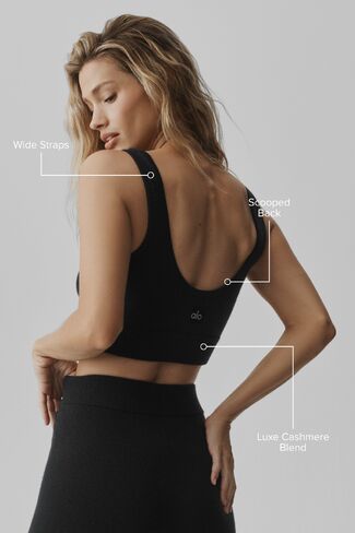 Alo Yoga Semi-Sheer Cashmere Eternity Bra - Black in Saudi Arabia