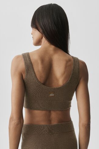 Alo Yoga Semi-Sheer Cashmere Eternity Bra - Java Brown Heather in Saudi Arabia