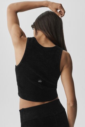Alo Yoga Micro Chenille Button Down Tank - Black in Saudi Arabia