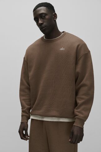 Alo Yoga Accolade Crew Neck Pullover - Java Brown in Saudi Arabia
