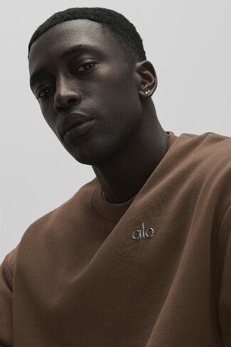 Alo Yoga Accolade Crew Neck Pullover - Java Brown in Saudi Arabia