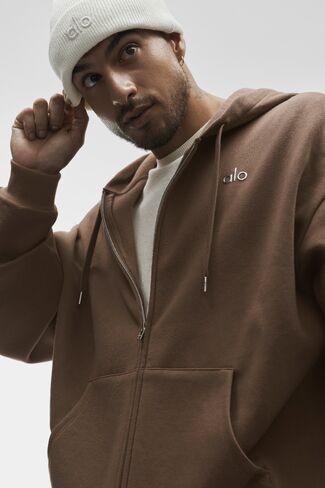 Alo Yoga Accolade Full Zip Hoodie - Java Brown in Saudi Arabia