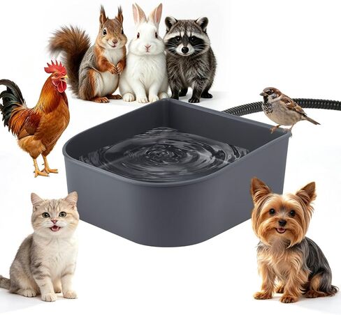 Outdoor Heated Water Bowl for Dogs Cats, 2.2L Winter Heating Dog Water Bowl Smart Thermal for Outdoor Chickens Rabbits Birds, Black in Saudi Arabia