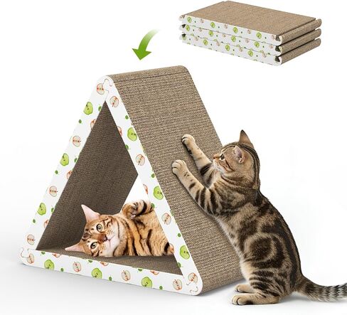 TIMHAKA Cat Scratching Board, Corrugate Cat Scratcher for Indoor Cats with Catnip, Cat Scratch Pad with Premium Scratch Textures Design, Cardboard Cat Scratcher with Double-Sided Usability (Pack of 2) in Kuwait