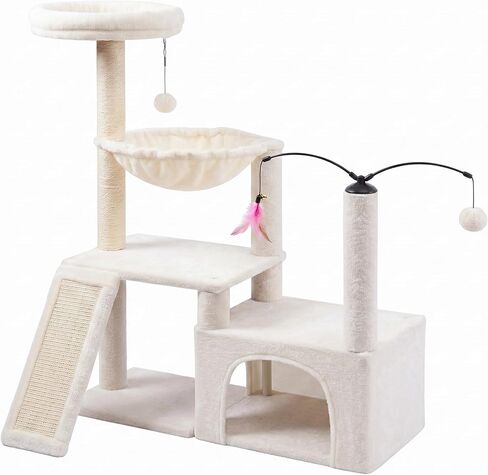 YUNIQUE Cat Tree with Cat Condo and Big Hammock, Grey in Kuwait