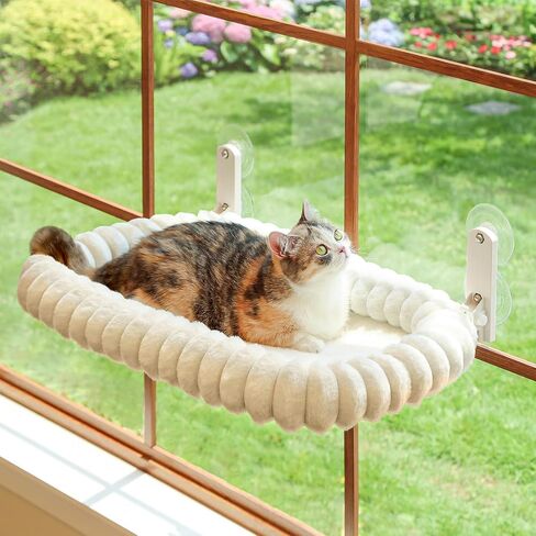 Zakkart SnugCloud Foldable Cat Window Perch (Cream White, M) in Saudi Arabia