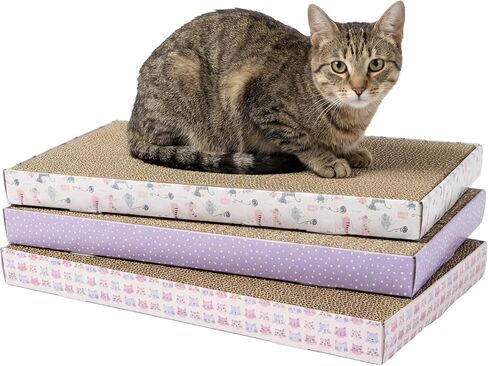 Kitty City XL 3-Pack Cat Scratcher Pads – Durable Corrugated Cardboard Scratch Pads with Catnip – Double-Sided for Longer Use, Cat Claw Maintenance & Furniture Protection, Cat Scratching - 10" x 18" in Kuwait