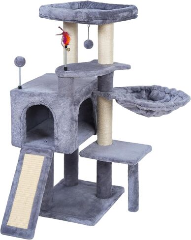 AIWIKIDE 37.4" Cactus Cat Tree Tower with Twin Cat Condos for Indoor Cats, All-in-One Activity Center with Cat Scratching Post Cozy Sleeping Perch Hammock and Toy Balls,Green in Saudi Arabia