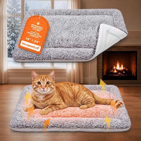 Self Warming Cat Bed, Reversible Self Heating Cat Pad, Gray, 18 x 24 Inches in Kuwait