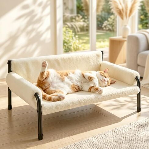 Pawaboo Elevated Cat Couch Bed for Indoor Cats, Sturdy Metal Frame Cat Sofa in Kuwait