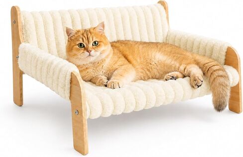 Jiupety Elevated Cat Couch for Indoor Cats Wooden Cat Sofa for Kitty Puppy in Saudi Arabia