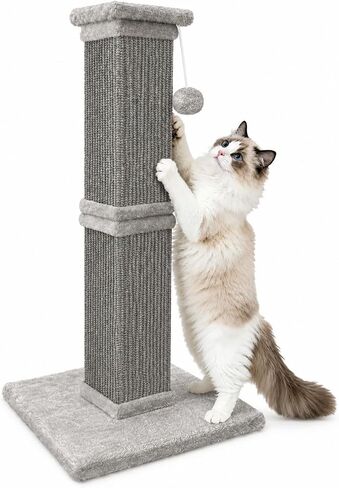 Cat Scratching Post for Indoor Cats, 32Inch Sisal Cat Scratcher, Beige in Kuwait