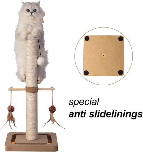 PEEKAB Cat Scratching Post Sisal Scratch Posts for Indoor Kittens and Cats,with Interactive Tracking Toys Suitable for Vertical Scratcher of Small and Medium-Sized Cats 25 Inches Beige in Kuwait