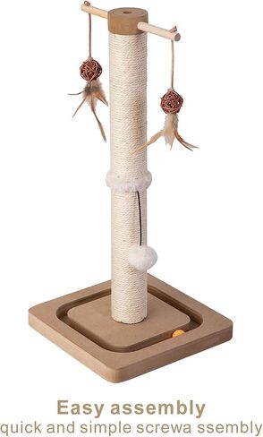 PEEKAB Cat Scratching Post Sisal Scratch Posts for Indoor Kittens and Cats,with Interactive Tracking Toys Suitable for Vertical Scratcher of Small and Medium-Sized Cats 25 Inches Beige in Kuwait