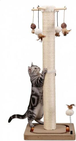 PEEKAB Cat Scratching Post Sisal Scratch Posts for Indoor Kittens and Cats,with Interactive Tracking Toys Suitable for Vertical Scratcher of Small and Medium-Sized Cats 25 Inches Beige in Kuwait