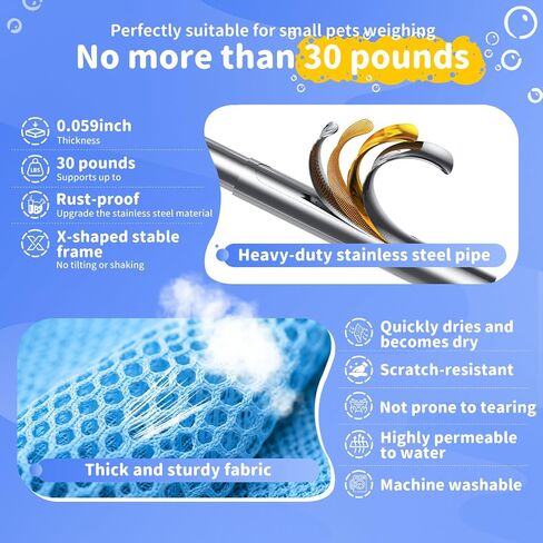 Foldable Dog Grooming Hammock with Stand for Small Dogs & Cats - 30 lbs in Saudi Arabia