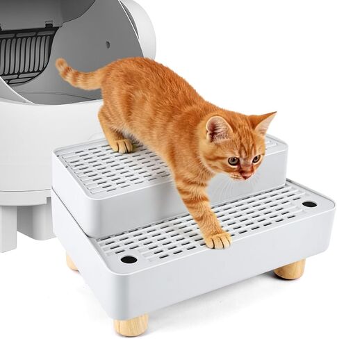 Adjustable Litter Box Step, Cat Ramp for Litter Box, 2 Steps, Light Grey in Kuwait
