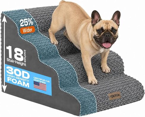 Miorun Extra Wide Dog Stairs for Bed and Couch, 4-Step Foam Ramp for Dogs in Saudi Arabia