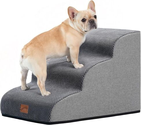 GoGoBunny Dog Stairs for Small Dogs, 3-Step Pet Steps for Couch Sofa, Grey in Kuwait