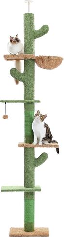 PAWZ Road Cactus Floor-to-Ceiling Cat Tree 5-Tier Cat Tower with Hammock in Kuwait