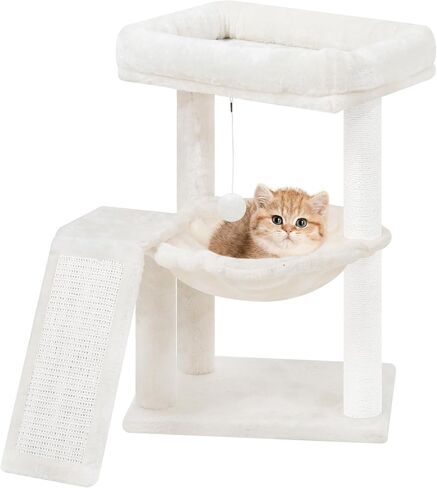 YOUPET Cat Tree with Cat Scratching Post for Indoor Cats, Cat Tower with Scratching Board and Playful Toy Balls, Cat Tree Tower with Cozy Hammock,Grey in Saudi Arabia
