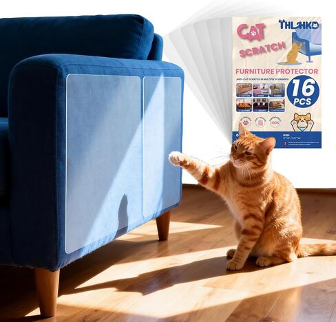 12PCS Cat Scratch Furniture Protector, Single Sided Couch Protectors Tape from Cats Claws Scratching, Transparent Sticky Sheets Proof Clawing Sofa Corner Protection Cover Anti Scratch for Furniture in Kuwait