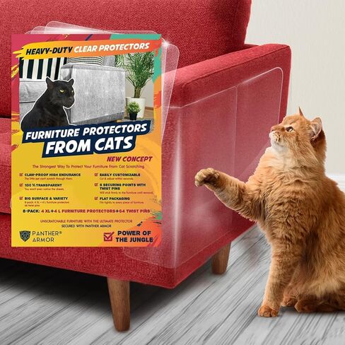 Panther Armor Furniture Protector, 8-Pack, Heavy Duty Anti-Scratch Cat Couch Protector, Transparent in Saudi Arabia