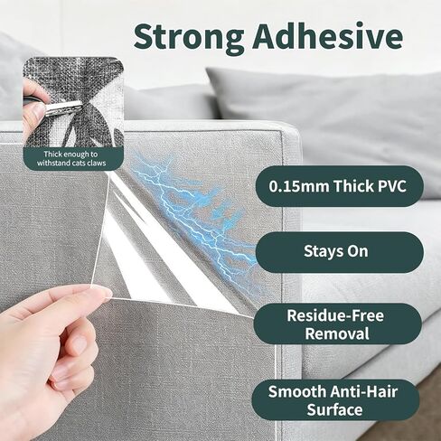 Anti Cat Scratch Furniture Protector,Thicken Vinyl 160" x 12.4" in Saudi Arabia
