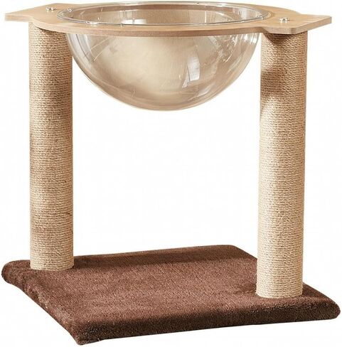 Cat Activity Center with Hanging Bed Compact Cat Activity Center with Claw Sharpening Stand Elevated for Living Rooms, Bedrooms, Dark Wood in Kuwait