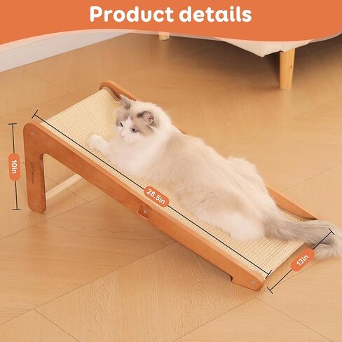 Sisal Cat Scratcher for Indoor Cats, Beechwood Base, Natural Sisal Woven Scratch Pad, Durable Scratching Post, Furniture Protector (L2) in Kuwait