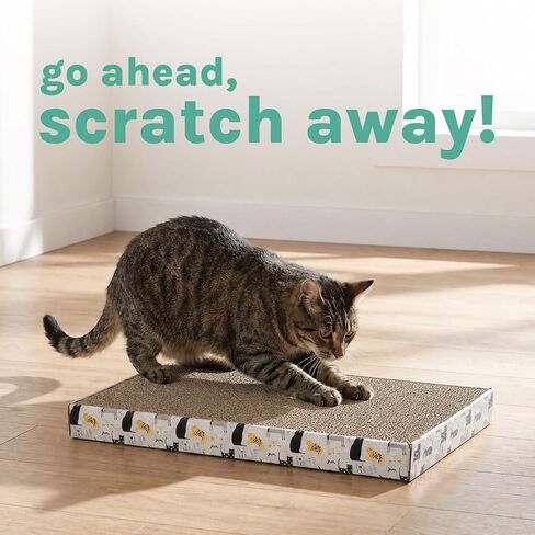 Kitty City Cat Scratcher– 2-Pack Durable Corrugated Cardboard Scratch Pads with Catnip – Double-Sided for Longer Use, Cat Claw Maintenance & Furniture Protection - Size: 10" x 18" - Cat Print in Kuwait