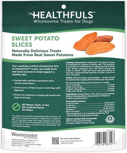 HEALTHFULS Real Dried Sweet Potato Slices, Grain Free Dog Treats, 16 oz in Kuwait