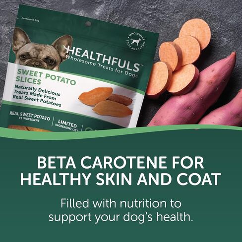 HEALTHFULS Real Dried Sweet Potato Slices, Grain Free Dog Treats, 16 oz in Kuwait