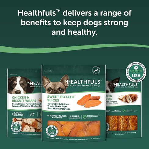 HEALTHFULS Real Dried Sweet Potato Slices, Grain Free Dog Treats, 16 oz in Kuwait