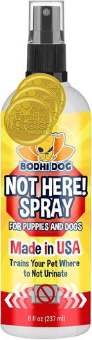 Bodhi Dog Not Here Spray - Trains Pets Where Not To Pee - Dog & Puppy Potty Training Spray to Stop Marking & Urinating Indoors or Outdoors - Safe for Furniture, Carpet & Floors - Made in USA (8 Fl Oz) in Saudi Arabia