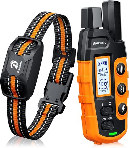 Bousnic Dog Shock Collar - 3300Ft Dog Training Collar with Remote for 5-120lbs Small Medium Large Dogs Rechargeable Waterproof e Collar with Beep (1-8), Vibration(1-16), Safe Shock(1-99) (Orange) in Kuwait