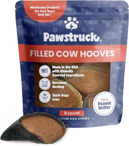 Pawstruck Peanut Butter Filled Cow Hooves for Dogs Long Lasting, 5 Pack in Saudi Arabia