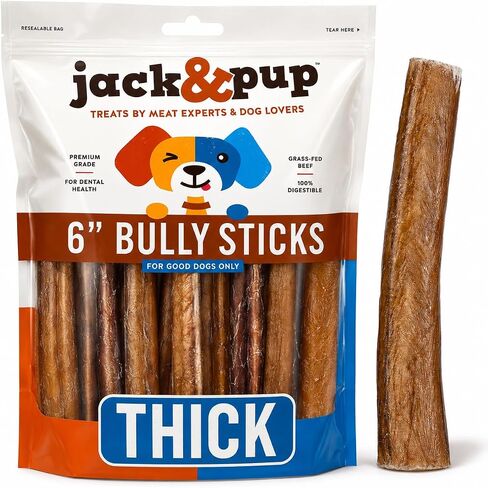 Jack&Pup Bully Sticks for Dogs 6 Inch (5 Pack) Bully Sticks for Medium Dogs in Kuwait