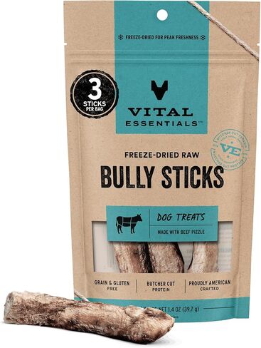 Vital Essentials Freeze Dried Bully Sticks Dog Treats, 1.4 oz Bag (3 Count) in Kuwait