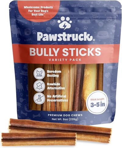 Pawstruck 8"-12" Bully Sticks 100% Natural Beef Dog Chew Long Lasting, 1 lb in Kuwait