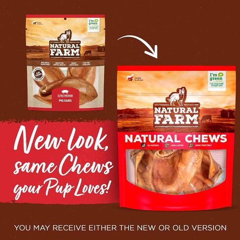 Natural Farm Pig Ears for Dogs (25 Count), All-Natural WholeThick Pigs Ears, Single Ingredient & Highly Digestible, Better Than Rawhide- Dog Snacks, Dog Pig Ears for Puppy, Medium & Large Dogs in Saudi Arabia