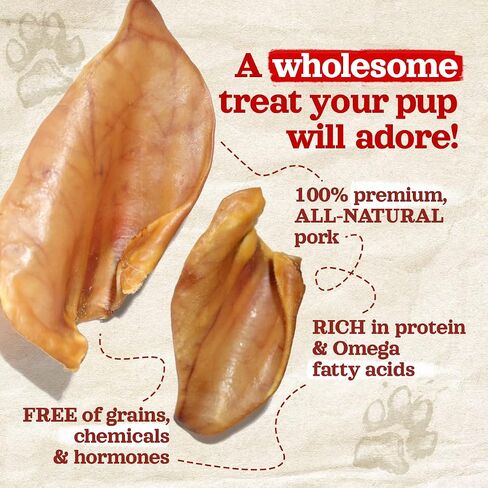 Natural Farm Pig Ears for Dogs (25 Count), All-Natural WholeThick Pigs Ears, Single Ingredient & Highly Digestible, Better Than Rawhide- Dog Snacks, Dog Pig Ears for Puppy, Medium & Large Dogs in Saudi Arabia
