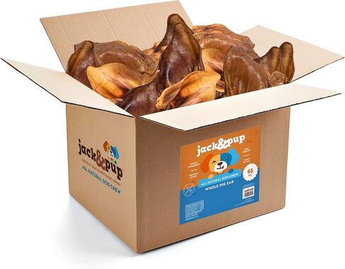 Jack&Pup Half Pig Ears for Dogs (18 Pack) - All Natural Single Ingredient Pigs Ears Halves - Premium Dog Ear Treat - Dog Chew Treats for Large and Small Breeds in Kuwait